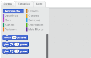 arraste um bloco mova para a área de Scripts